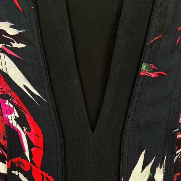 PROENZA SCHOULER Floral Print Blouse Womens 2 Black Pink Red Long Sleeve Layered - Picture 9 of 11